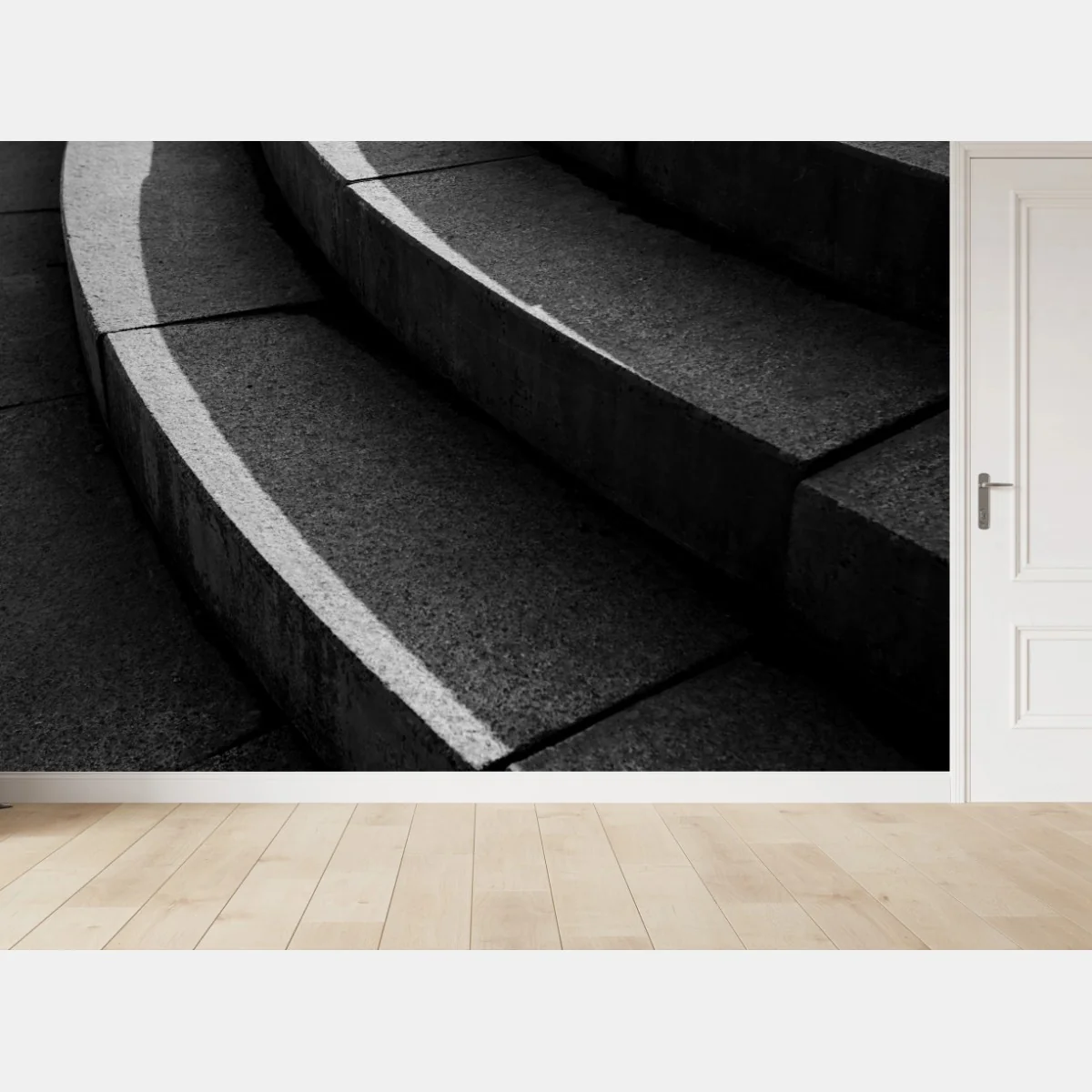 Fototapete geschwungene betontreppe im schatten – Wallnifity®