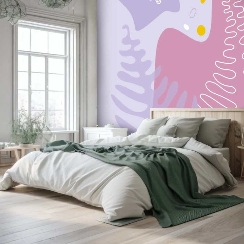 Fototapete zarte pastell-botanische abstraktion