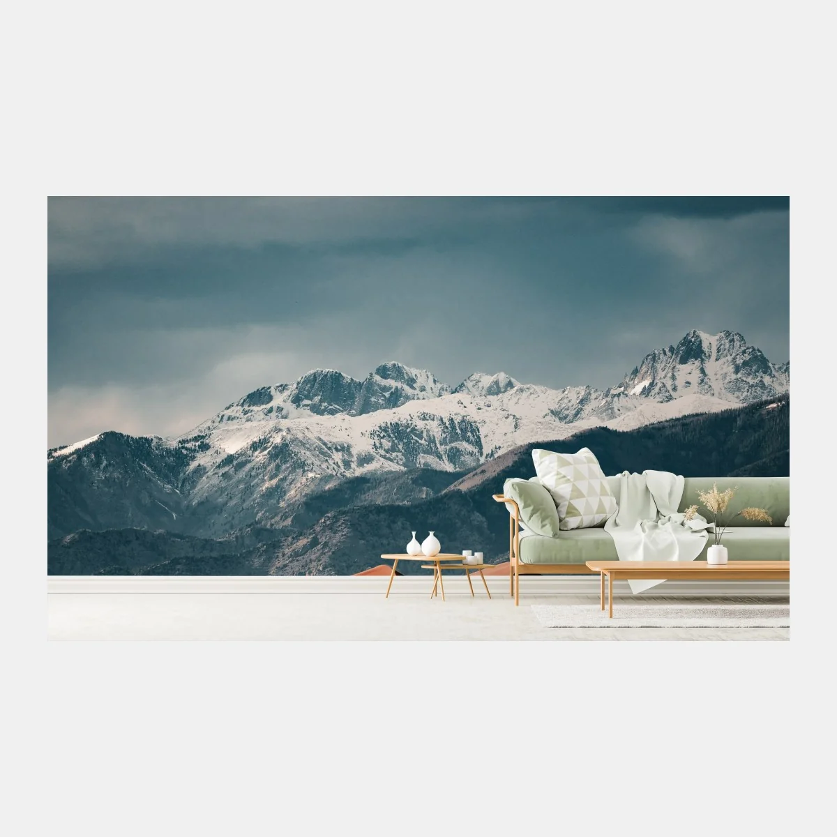 Fototapete wüstendünen vor schneebedeckten gipfeln – Wallnifity®