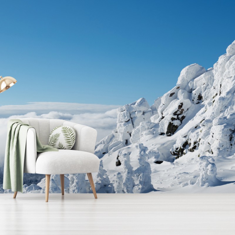 Fototapete ruhige verschneite berglandschaft