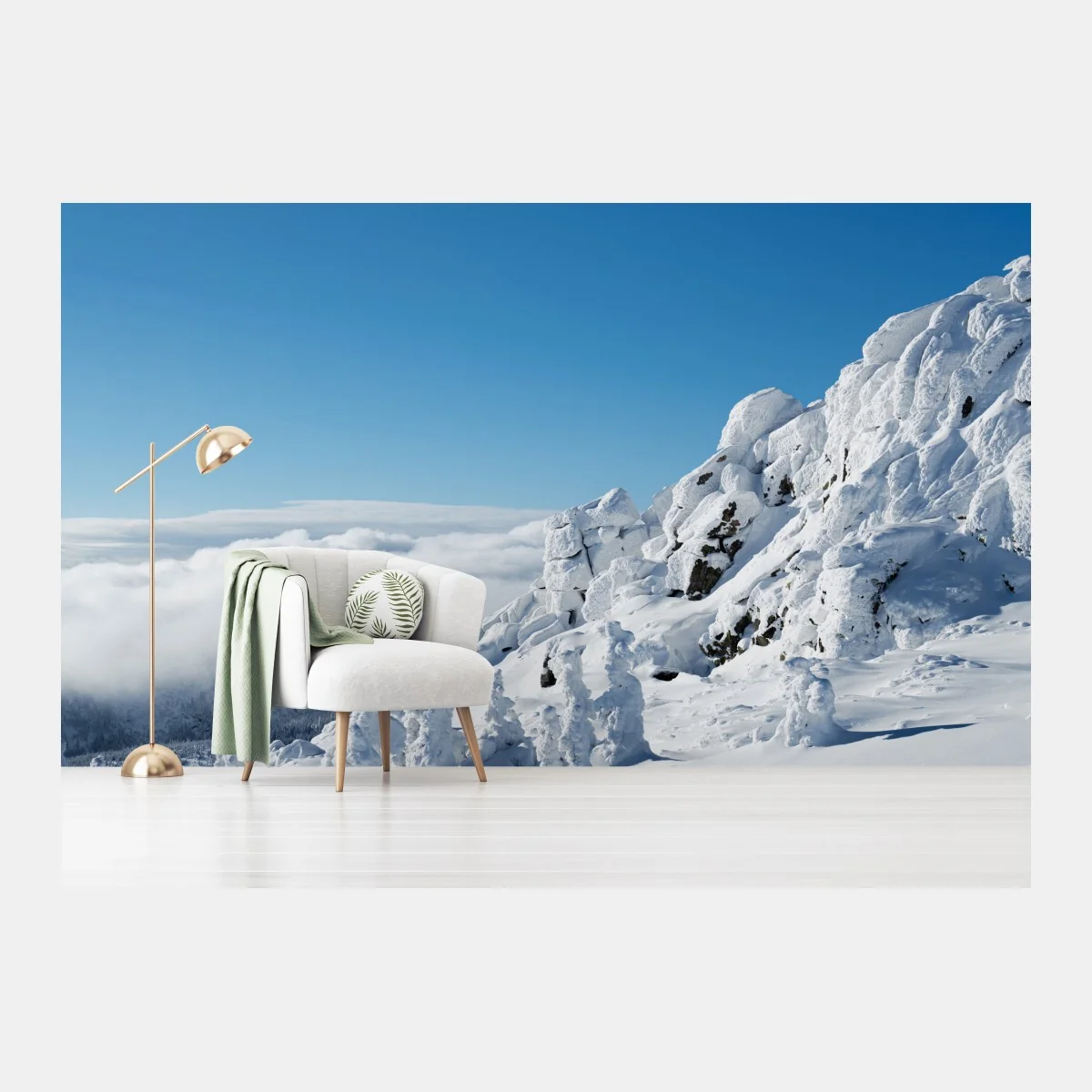 Fototapete ruhige verschneite berglandschaft – Wallnifity® Fototapete ruhige verschneite berglandschaft – Wallnifity®