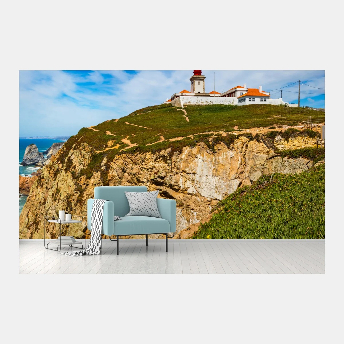 Fototapete leuchtturm auf den klippen von Cabo da Roca – Wallnifity®