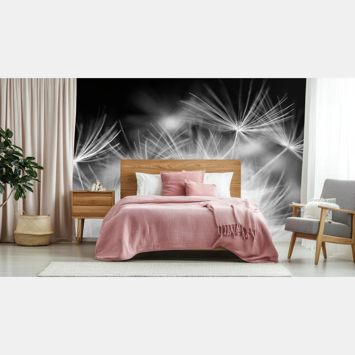 Fototapete zarte löwenzahnsamen in monochrom – Wallnifity® Fototapete zarte löwenzahnsamen in monochrom – Wallnifity®