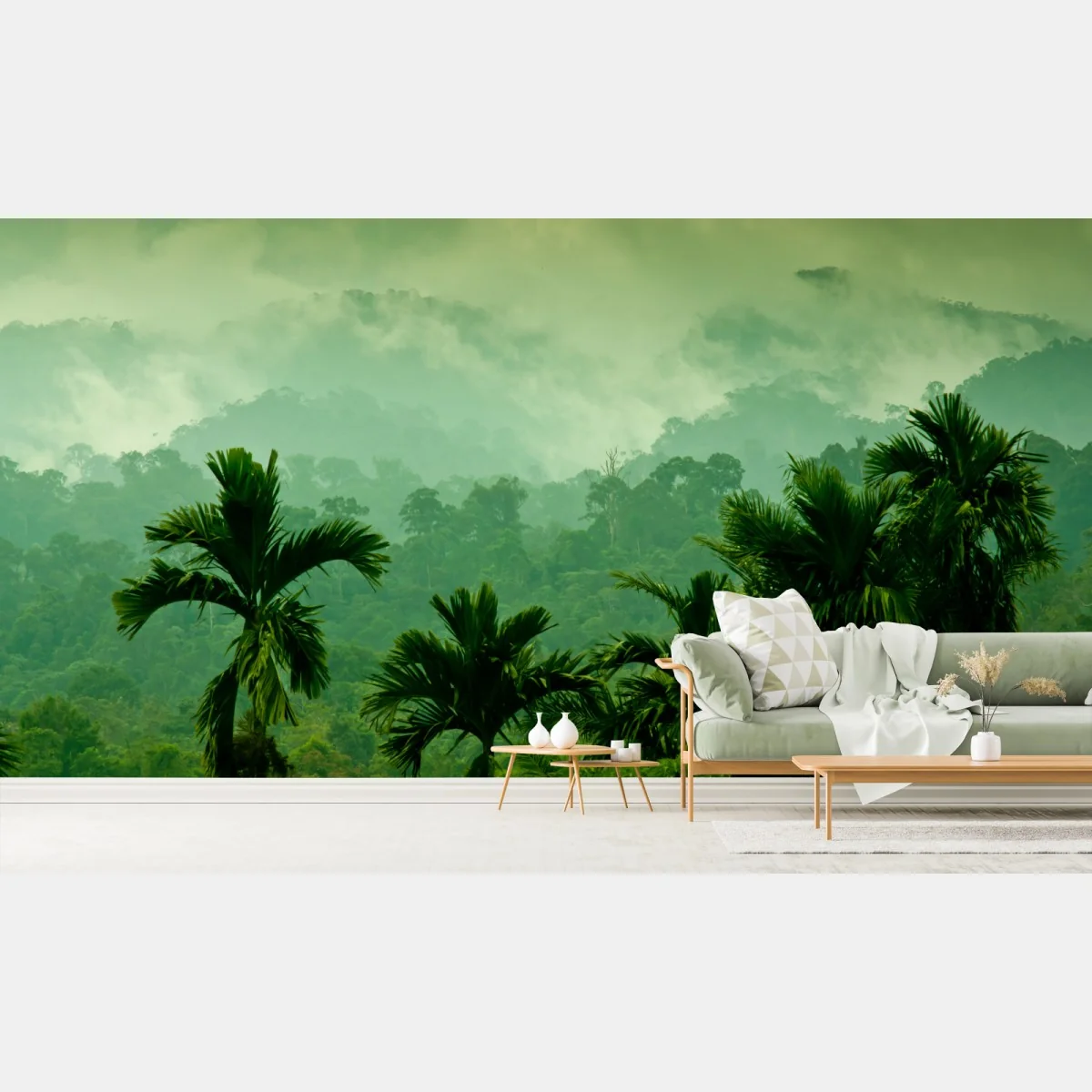 Fototapete neblige tropische dschungellandschaft – Wallnifity®
