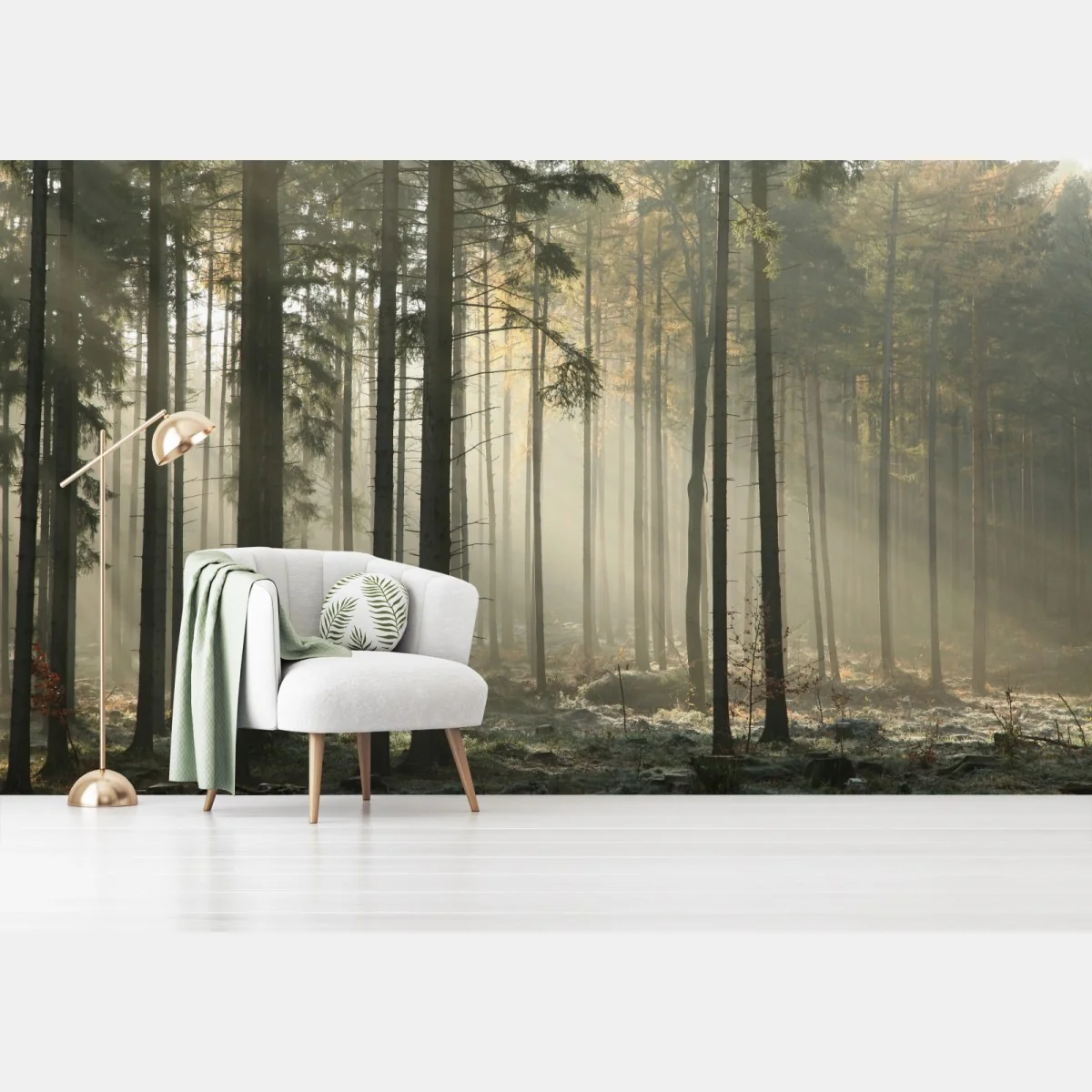 Fototapete nebliger morgenwald mit sonnenstrahlen – Wallnifity® Fototapete nebliger morgenwald mit sonnenstrahlen – Wallnifity®