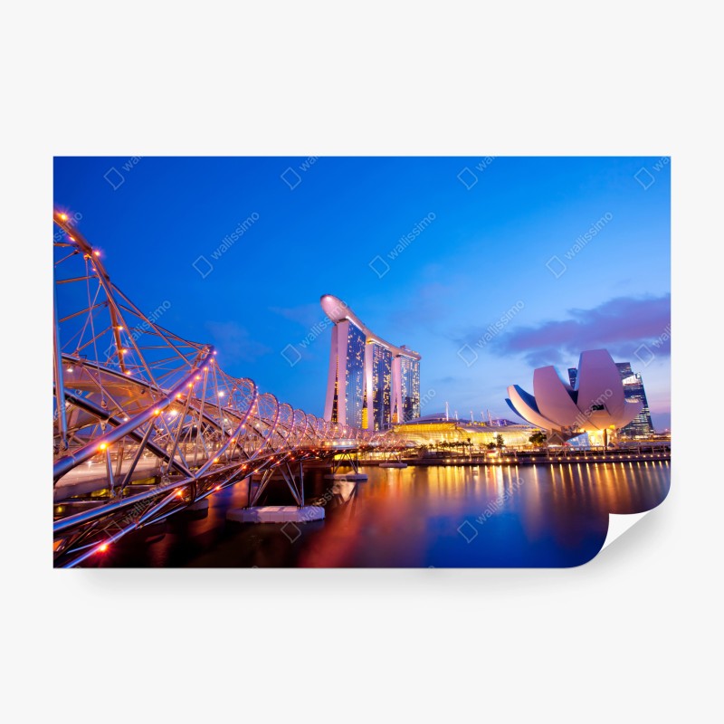 Fototapete stadtbild Marina Bay bei dämmerung