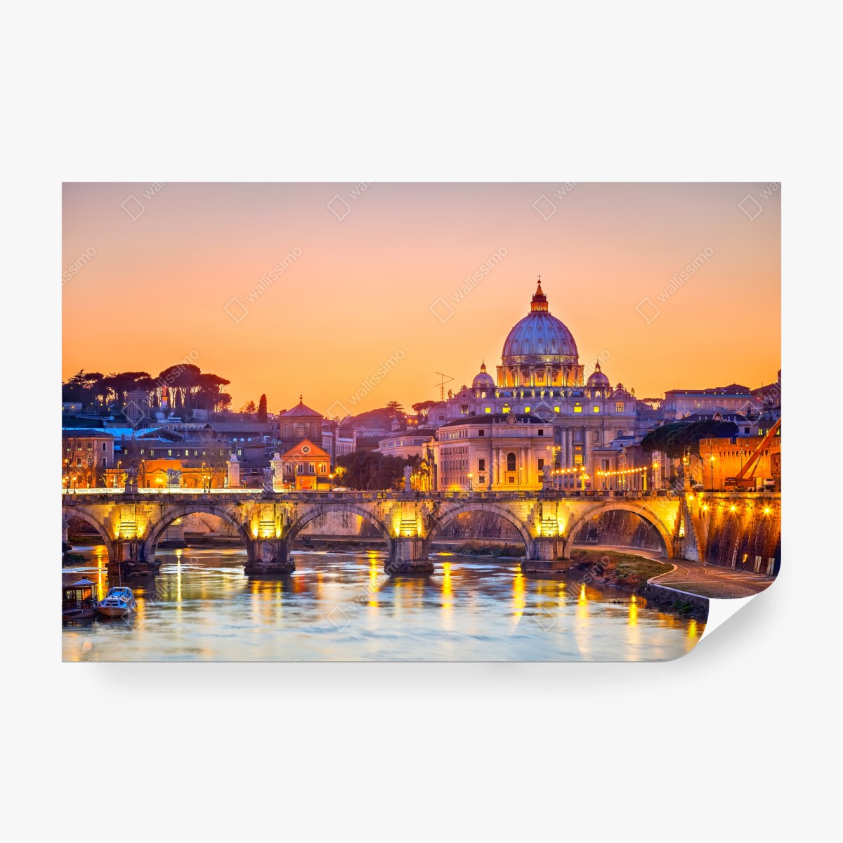 Fototapete sonnenuntergang über dem Petersdom und dem Tiber – Wallnifity® Fototapete sonnenuntergang über dem Petersdom und dem Tiber – Wallnifity®
