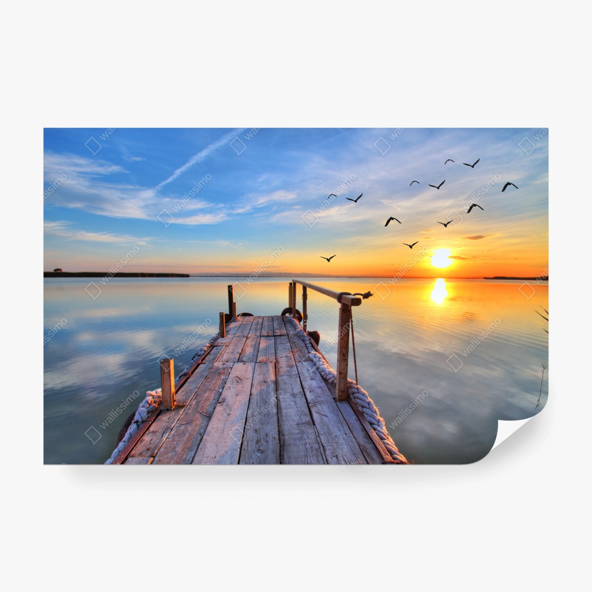 Fototapete sonnenuntergang am hölzernen steg – Wallnifity®