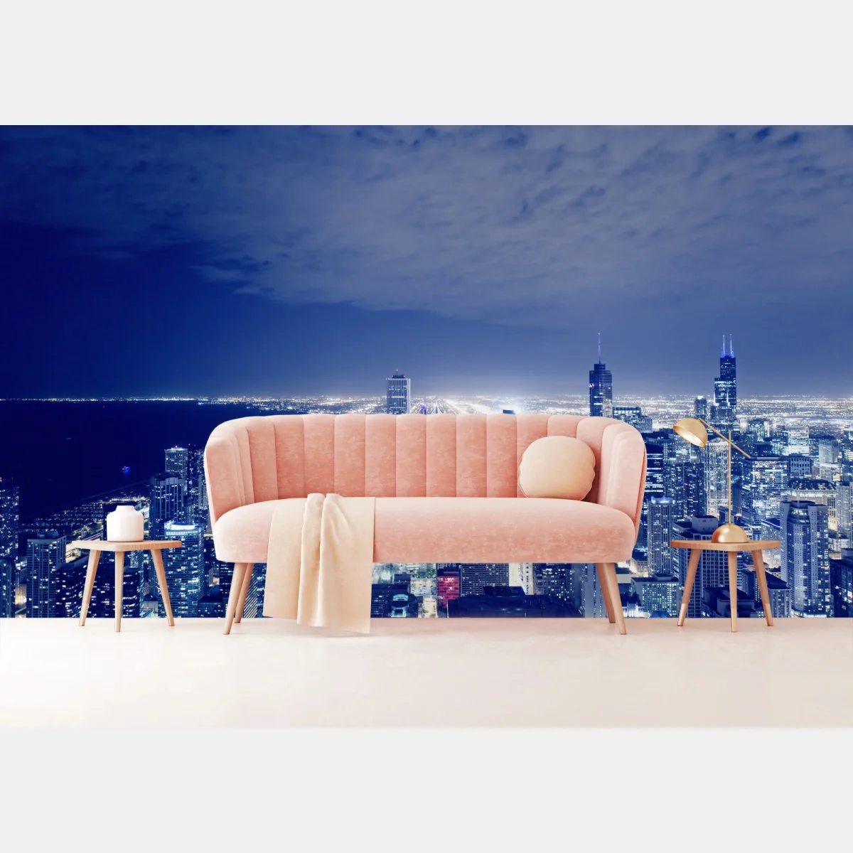 Fototapete Chicago nächtliche skyline panorama – Wallnifity®