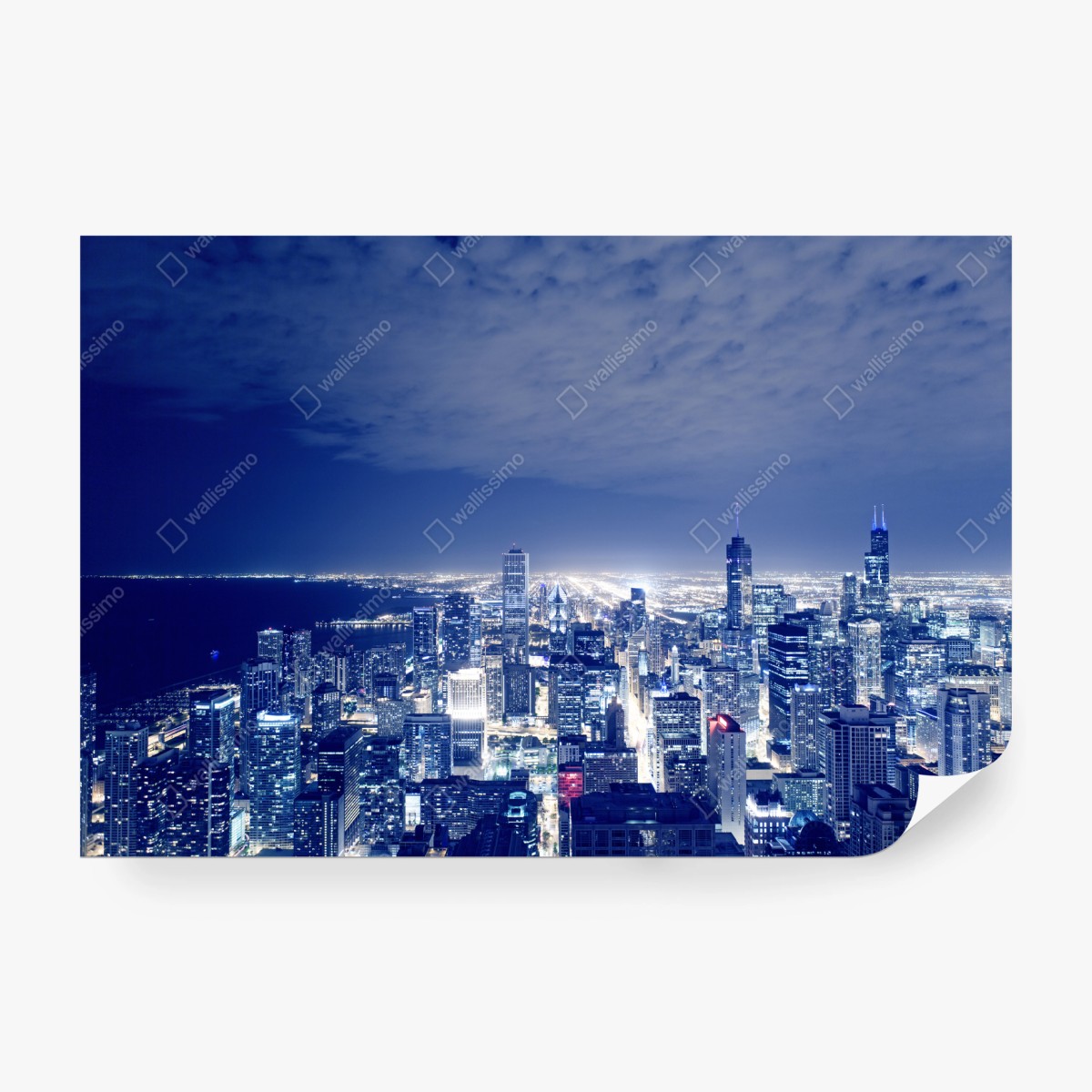 Fototapete Chicago nächtliche skyline panorama – Wallnifity®