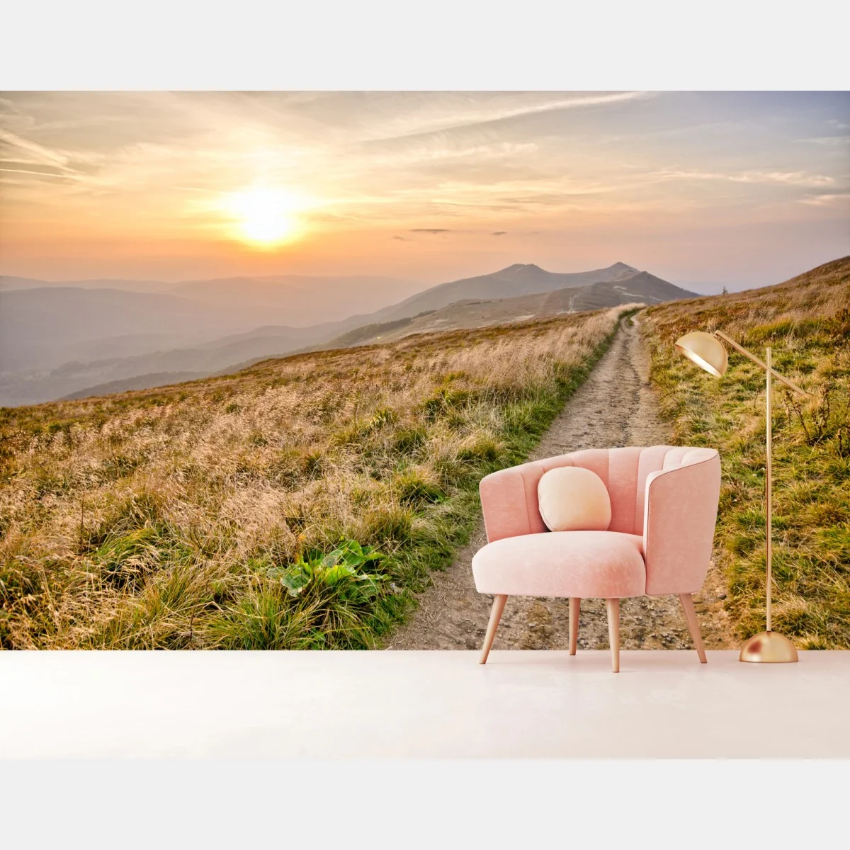 Fototapete wanderpfad bei sonnenuntergang in Bieszczady – Wallnifity® Fototapete wanderpfad bei sonnenuntergang in Bieszczady – Wallnifity®