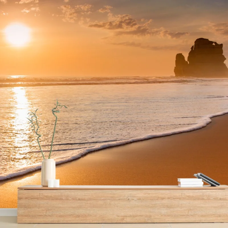 Fototapete goldener sonnenuntergang am strand – Wallnifity® Fototapete goldener sonnenuntergang am strand – Wallnifity®