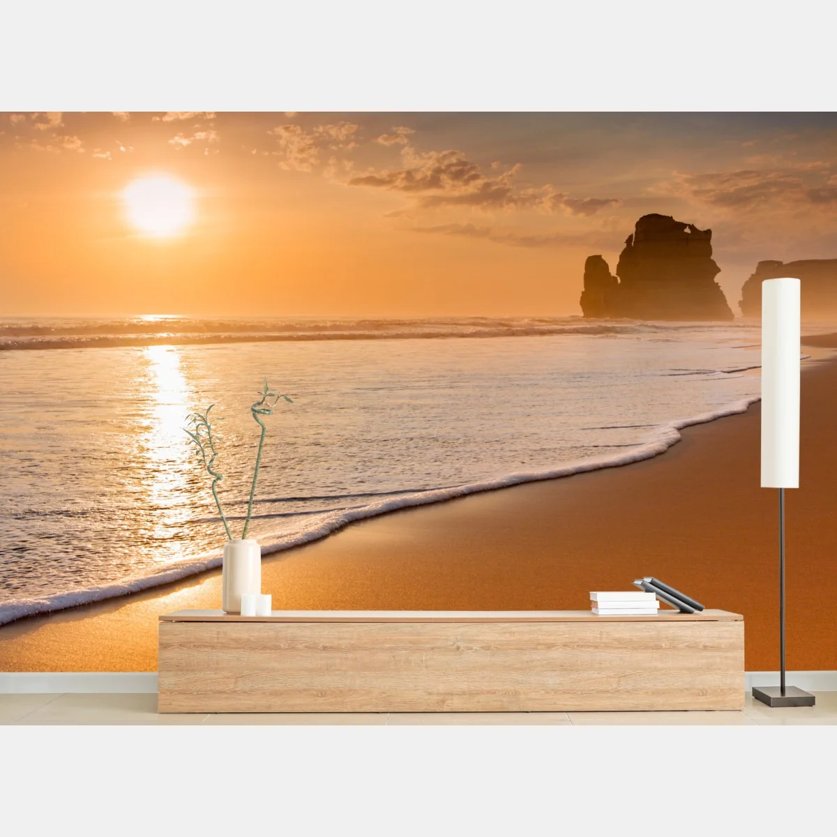 Fototapete goldener sonnenuntergang am strand – Wallnifity® Fototapete goldener sonnenuntergang am strand – Wallnifity®