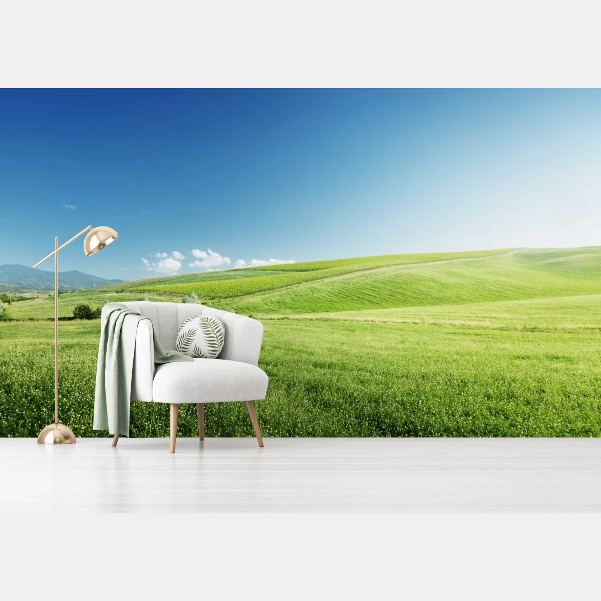 Fototapete ruhige grüne wiesenlandschaft – Wallnifity®