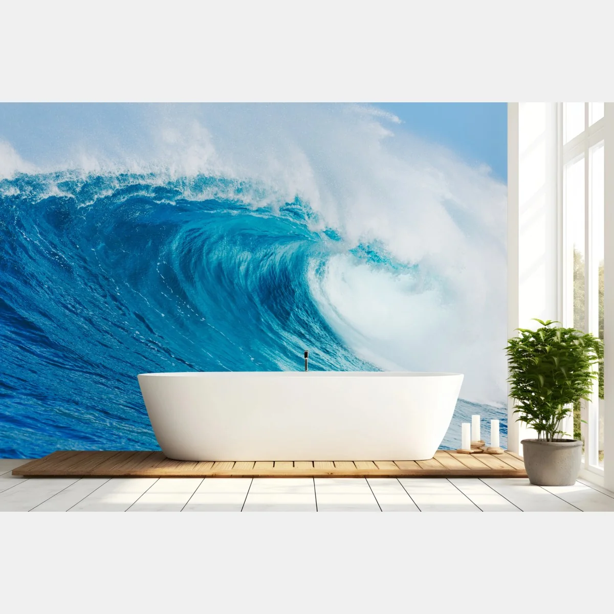 Fototapete majestätische blaue ozeanwelle – Wallnifity®