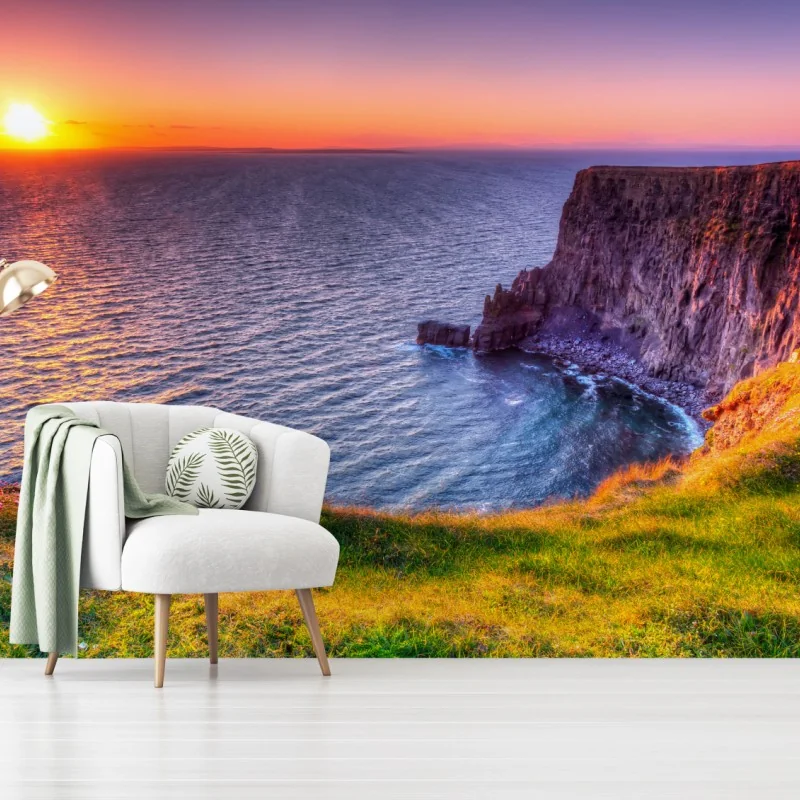 Fototapete sonnenuntergang über zerklüfteten küstenklippen – Wallnifity® Fototapete sonnenuntergang über zerklüfteten küstenklippen – Wallnifity®