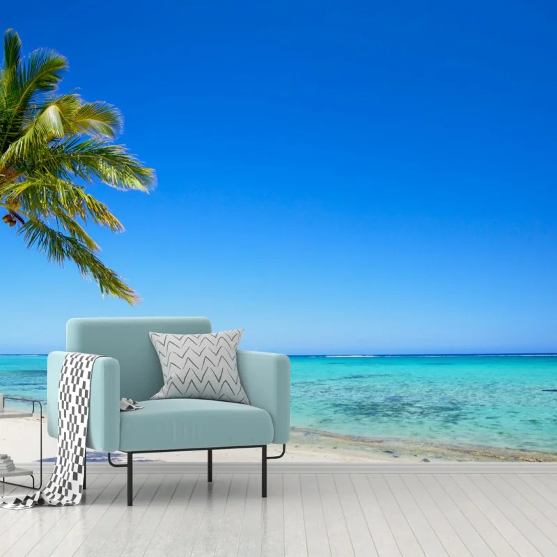 Fototapete tropischer traumstrand mit palme