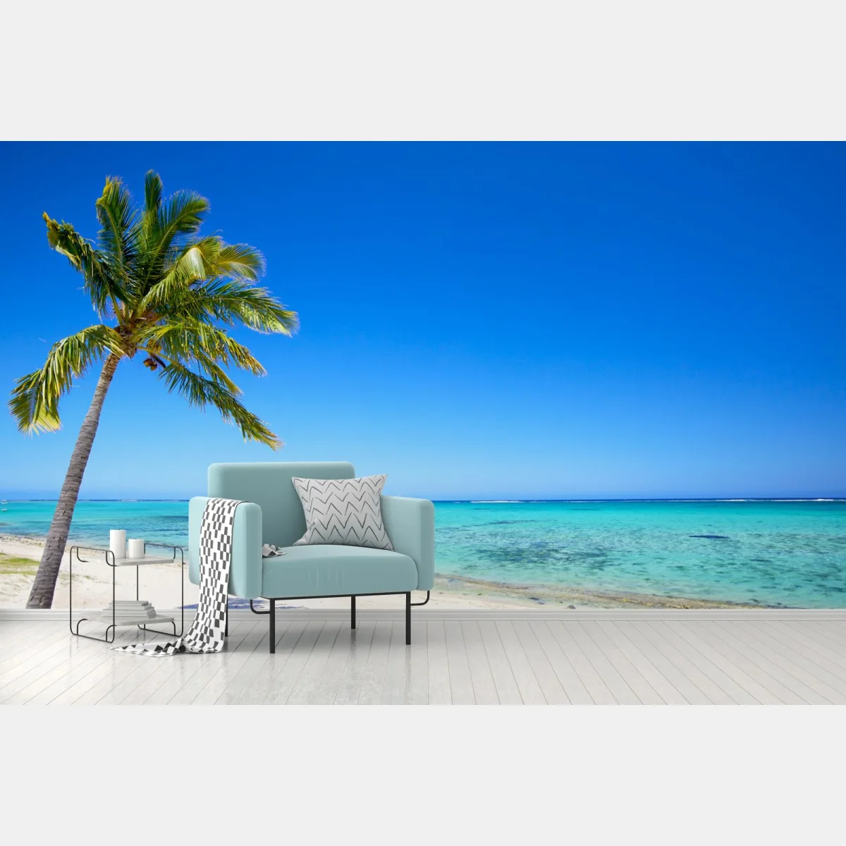 Fototapete tropischer traumstrand mit palme – Wallnifity® Fototapete tropischer traumstrand mit palme – Wallnifity®