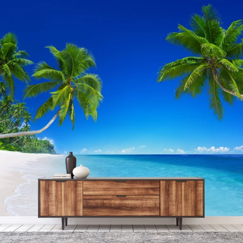 Fototapete tropischer strand mit palmen – Wallnifity® Fototapete tropischer strand mit palmen – Wallnifity®