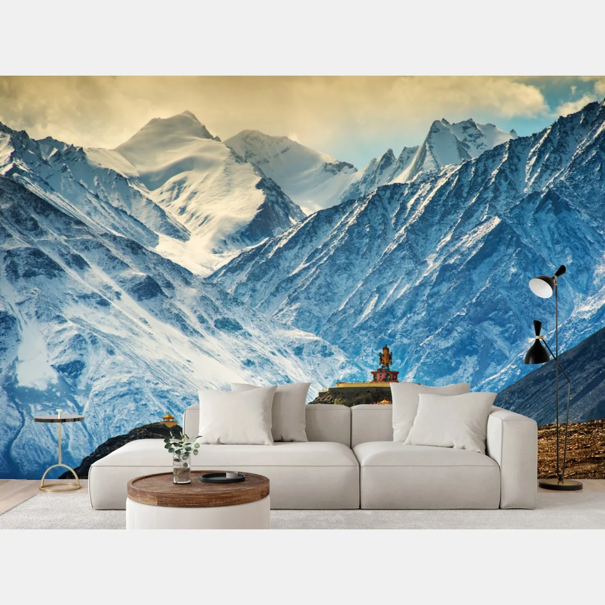 Fototapete majestätisches bergkloster vor schneebedeckten gipfeln – Wallnifity® Fototapete majestätisches bergkloster vor schneebedeckten gipfeln – Wallnifity®