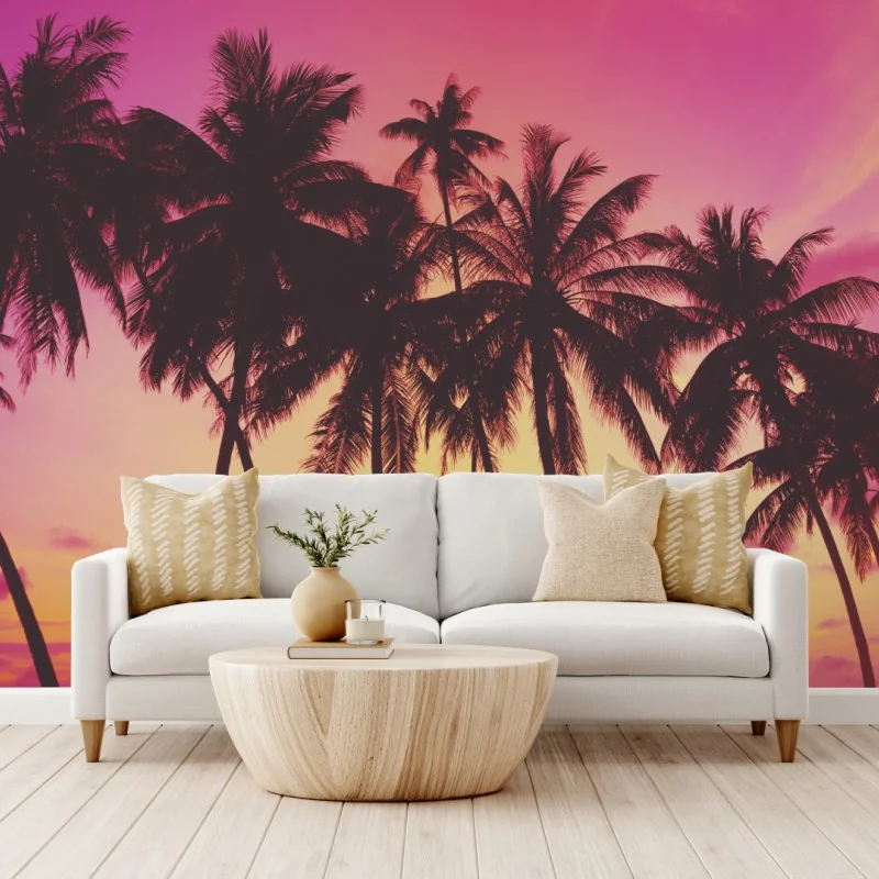 Fototapete tropischer sonnenuntergang mit palmen, Thailand – Wallnifity® Fototapete tropischer sonnenuntergang mit palmen, Thailand – Wallnifity®