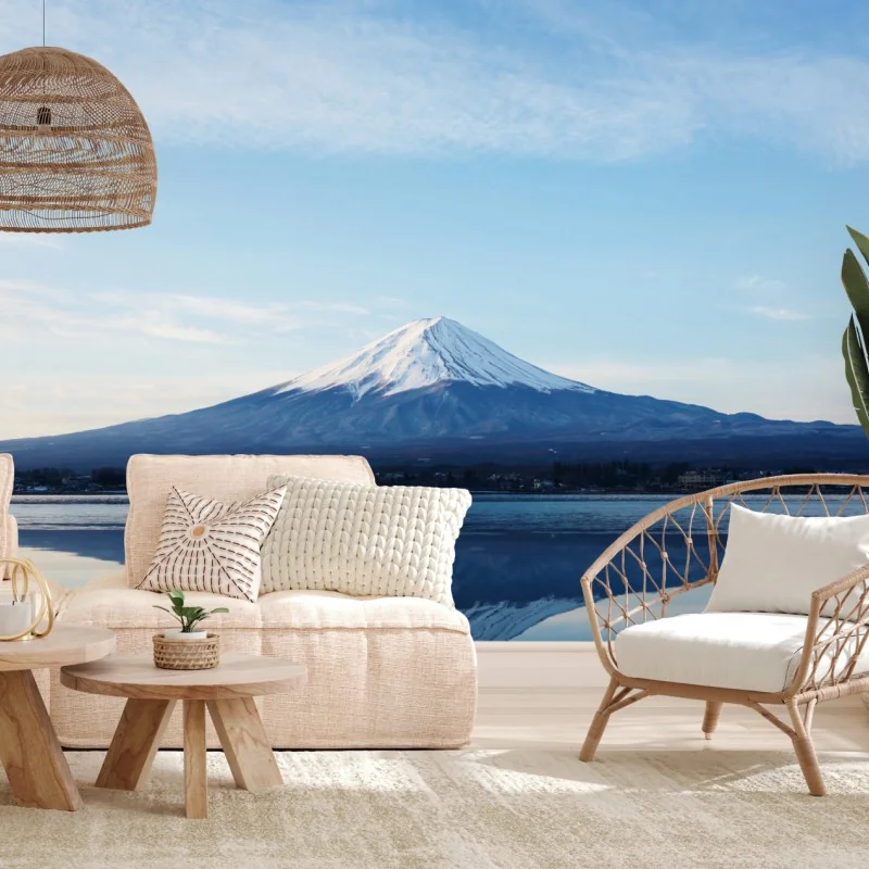 Fototapete berg Fuji spiegelung im see