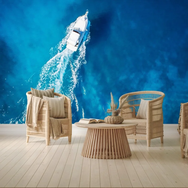 Fototapete jacht über dem kristallblauen ozean