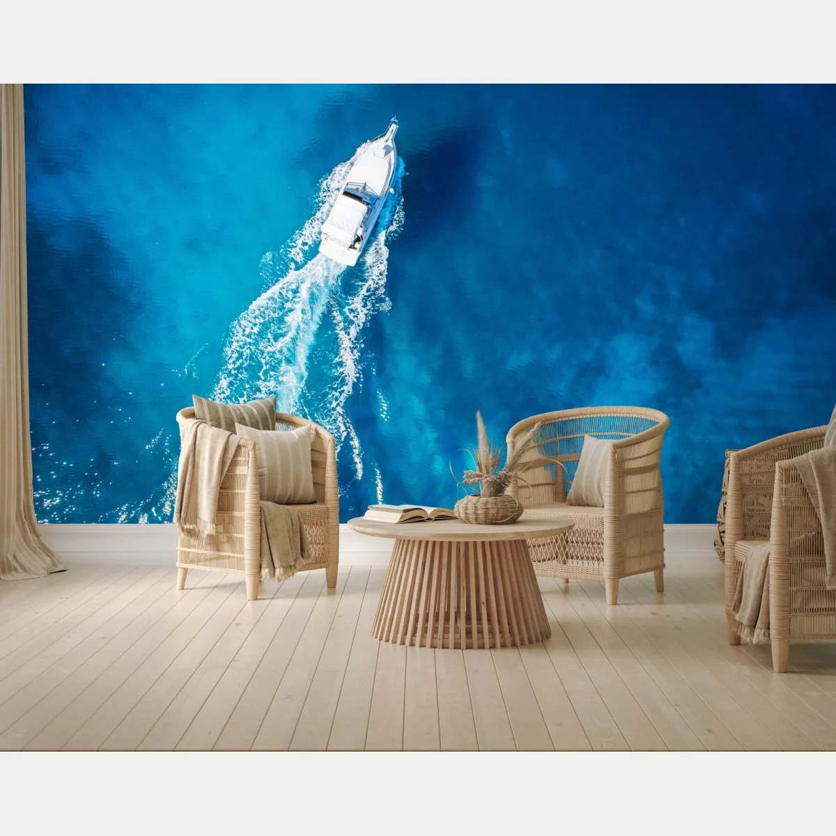 Fototapete jacht über dem kristallblauen ozean – Wallnifity® Fototapete jacht über dem kristallblauen ozean – Wallnifity®