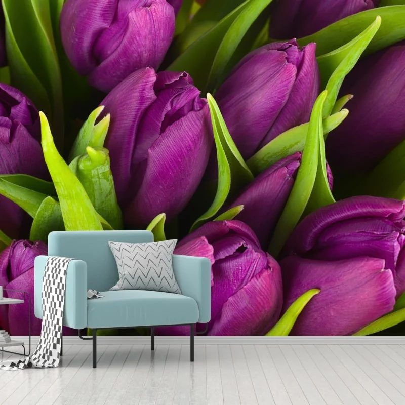 Fototapete lila tulpen im bukett – Wallnifity® Fototapete lila tulpen im bukett – Wallnifity®