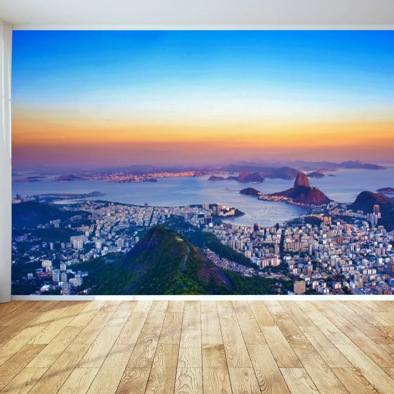 Fototapete panorama von Rio de Janeiro bei sonnenuntergang