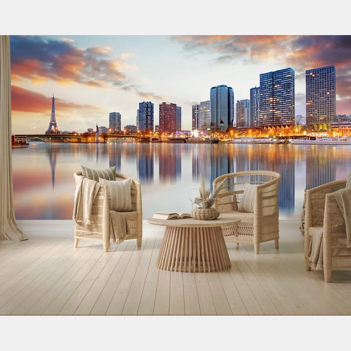 Fototapete Paris skyline bei sonnenuntergang mit Eiffelturm – Wallnifity®