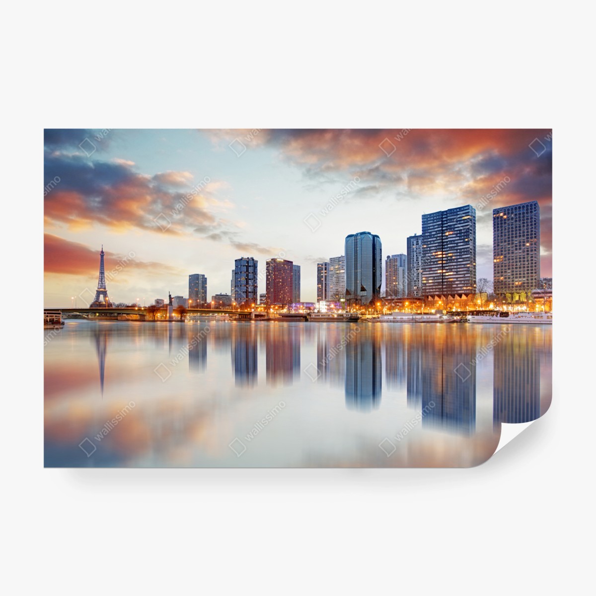 Fototapete Paris skyline bei sonnenuntergang mit Eiffelturm – Wallnifity®