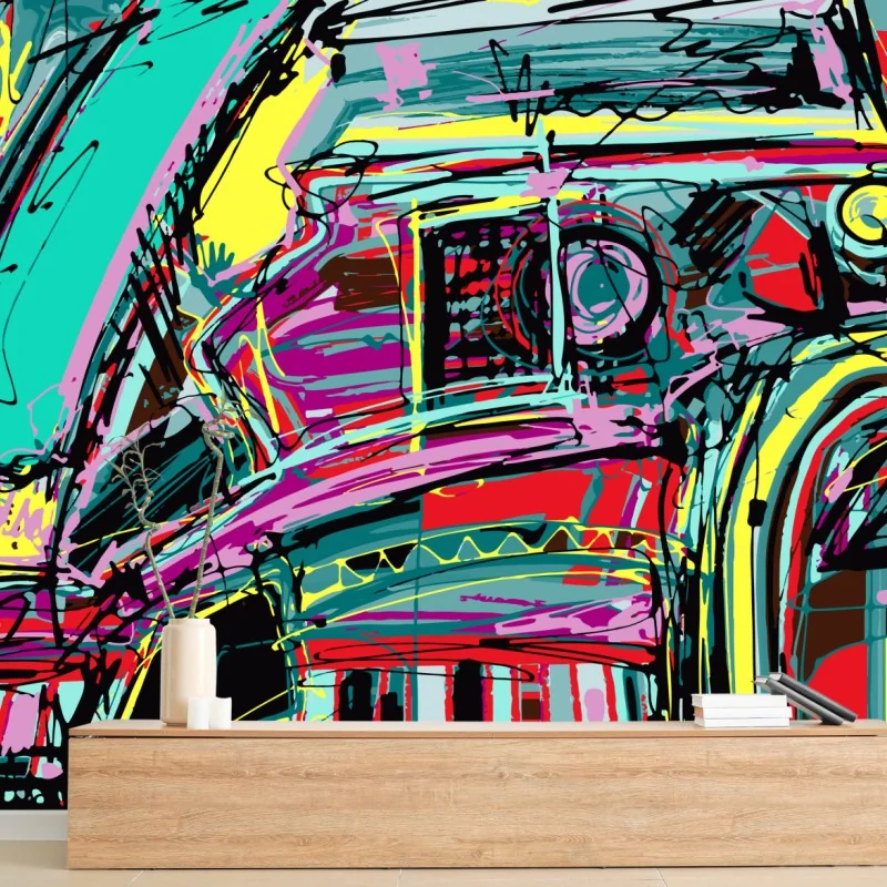 Fototapete lebhafte türkis abstrakte autokomposition