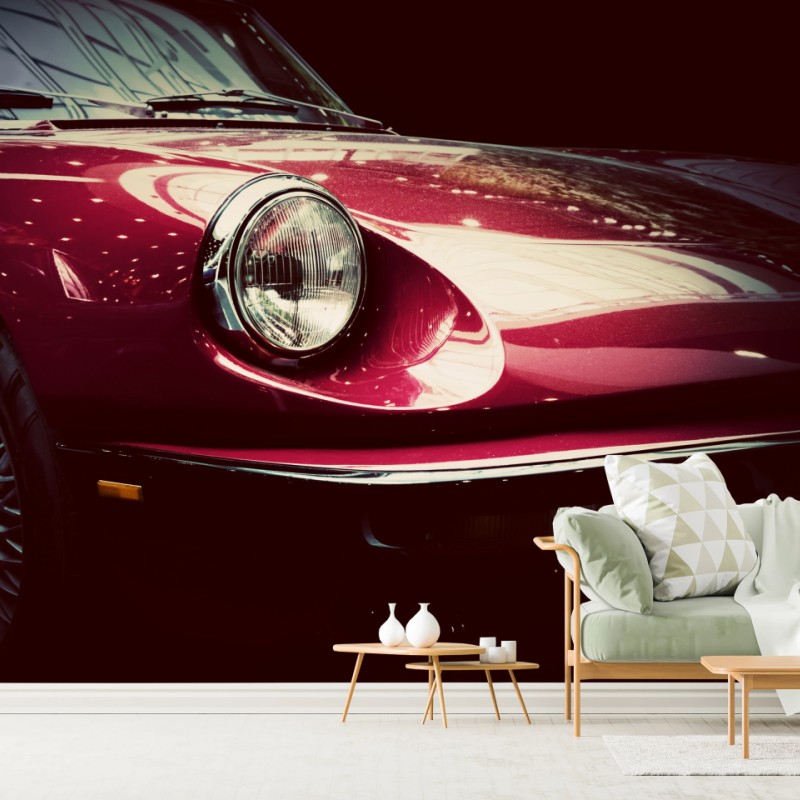 Fototapete nahaufnahme eines klassischen roten sportwagens