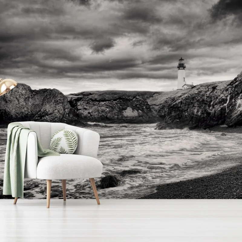 Fototapete leuchtturm Yaquina Bay an stürmischer küste – Wallnifity® Fototapete leuchtturm Yaquina Bay an stürmischer küste – Wallnifity®