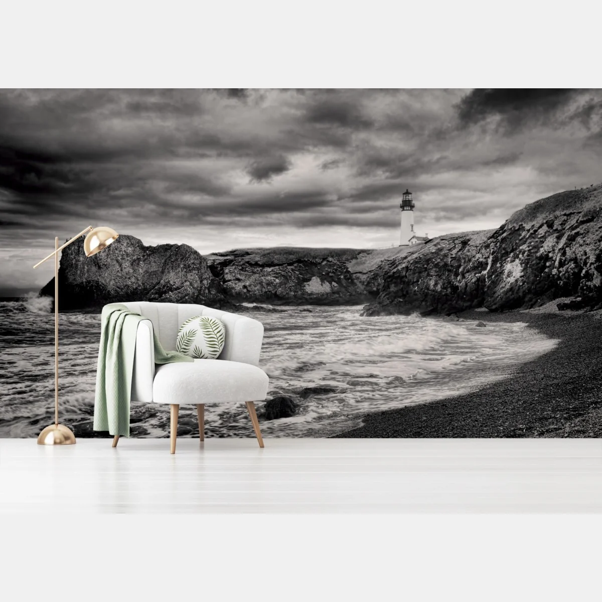 Fototapete leuchtturm Yaquina Bay an stürmischer küste – Wallnifity® Fototapete leuchtturm Yaquina Bay an stürmischer küste – Wallnifity®