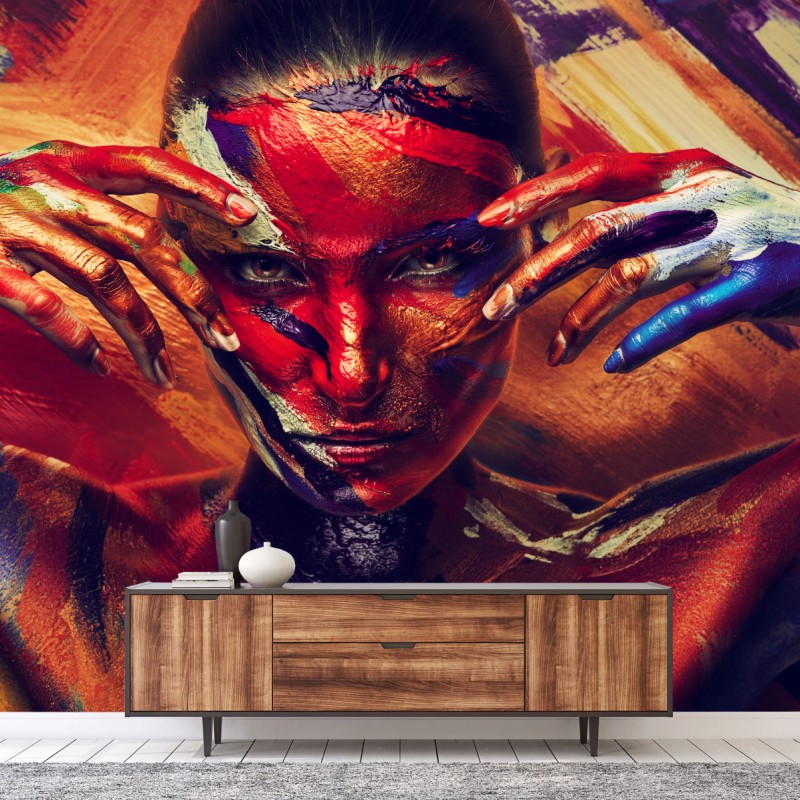 Fototapete mysteriöses bemaltes porträt