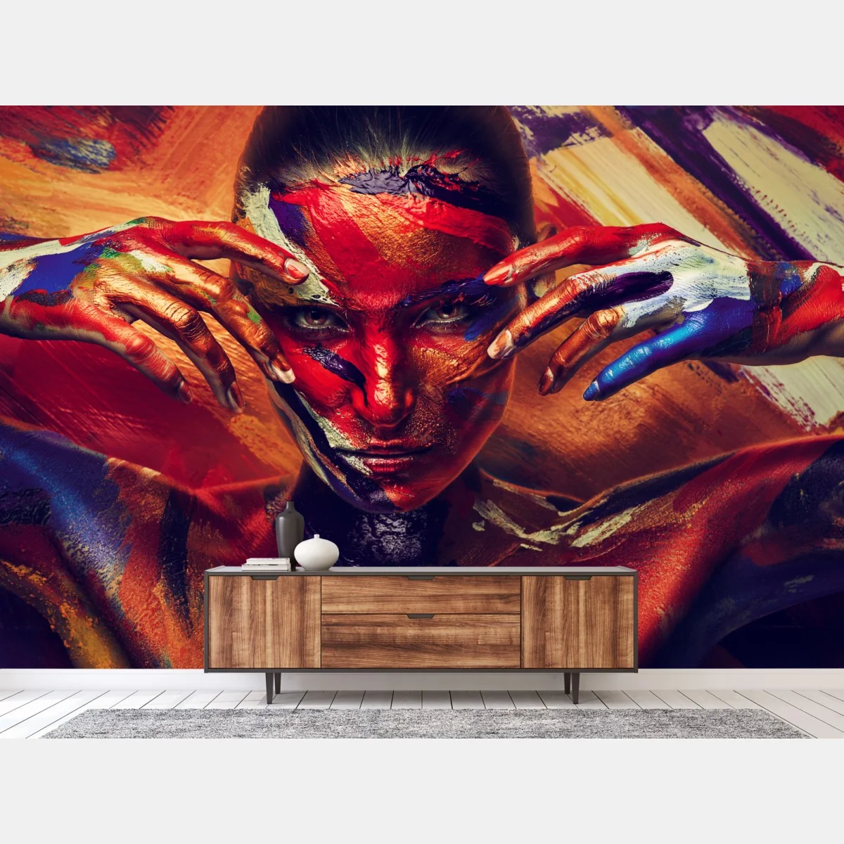 Fototapete mysteriöses bemaltes porträt – Wallnifity® Fototapete mysteriöses bemaltes porträt – Wallnifity®