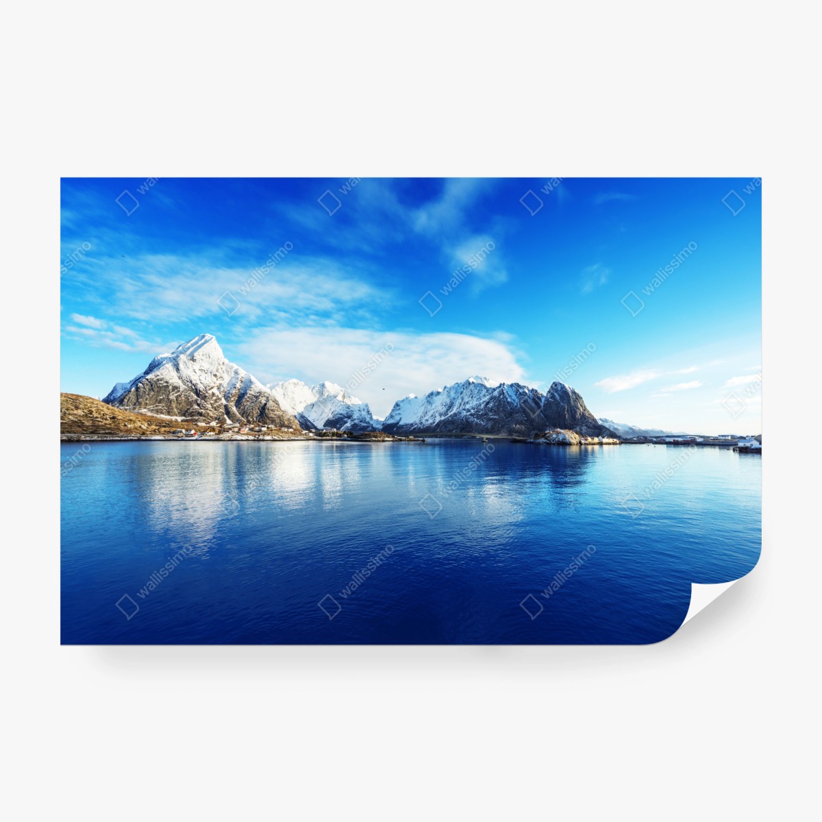 Fototapete ruhige winterliche fjordlandschaft in Reine, Lofoten – Wallnifity®
