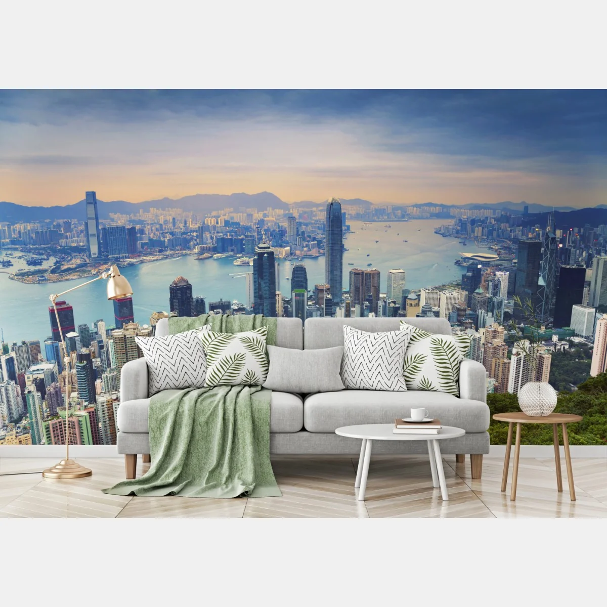 Fototapete Hong Kong stadtpanorama bei dämmerung – Wallnifity® Fototapete Hong Kong stadtpanorama bei dämmerung – Wallnifity®