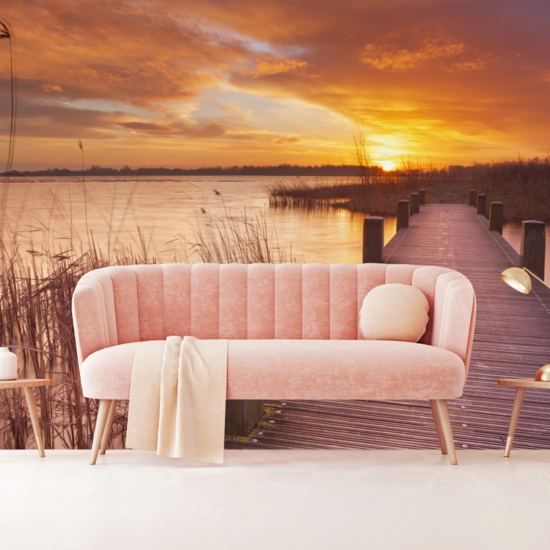 Fototapete sonnenaufgang über dem see bei Amsterdam – Wallnifity®