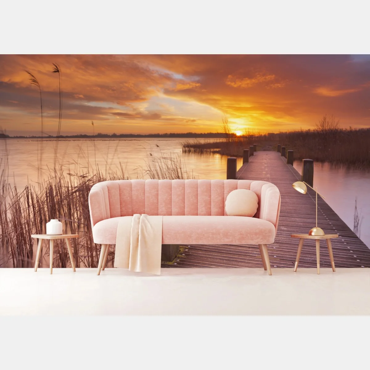 Fototapete sonnenaufgang über dem see bei Amsterdam – Wallnifity®