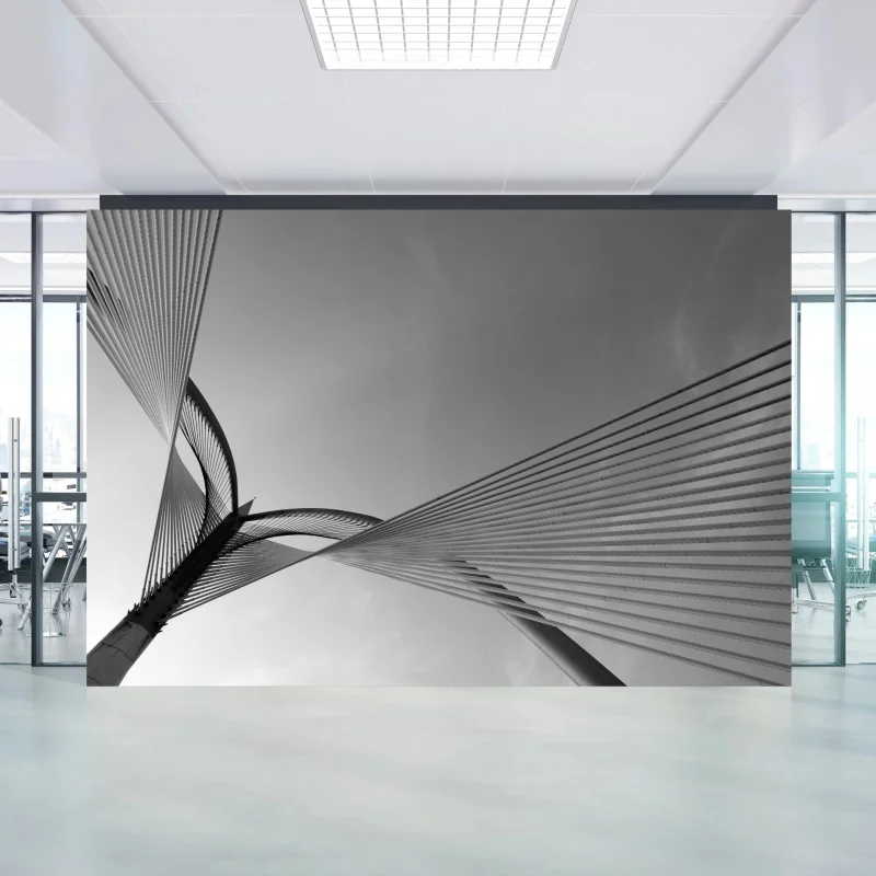 Fototapete monochrome brücke mit geometrischen linien