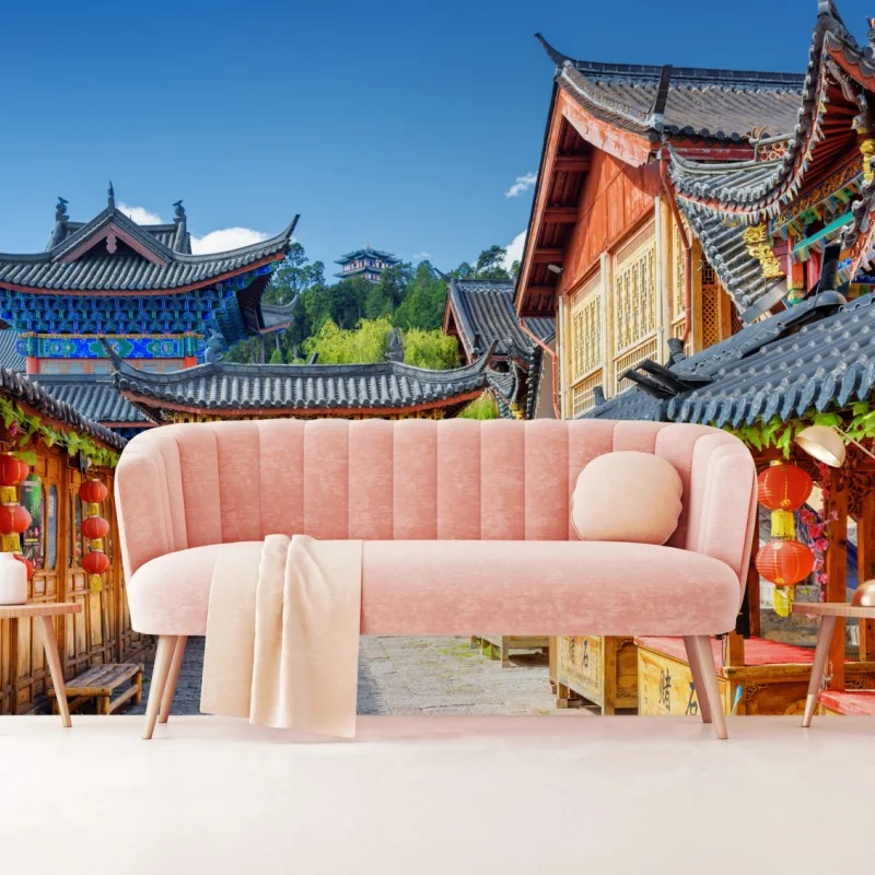 Fototapete Lijiang alte gasse mit laternen