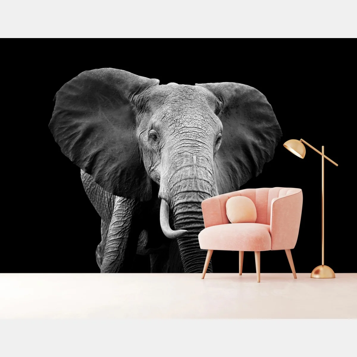 Fototapete majestätisches elefantenporträt in monochrom – Wallnifity® Fototapete majestätisches elefantenporträt in monochrom – Wallnifity®