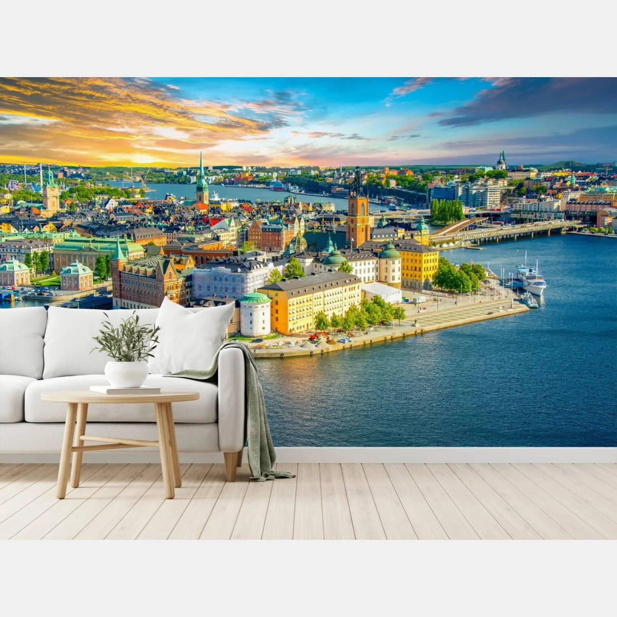 Fototapete lebendige stadtansicht von Stockholm bei sonnenuntergang – Wallnifity® Fototapete lebendige stadtansicht von Stockholm bei sonnenuntergang – Wallnifity®