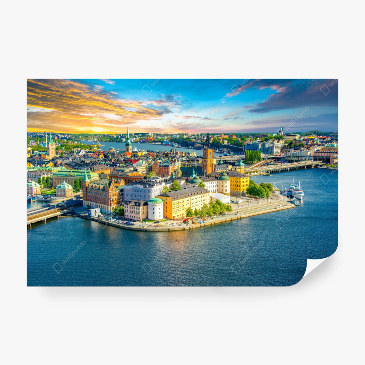 Fototapete lebendige stadtansicht von Stockholm bei sonnenuntergang – Wallnifity® Fototapete lebendige stadtansicht von Stockholm bei sonnenuntergang – Wallnifity®