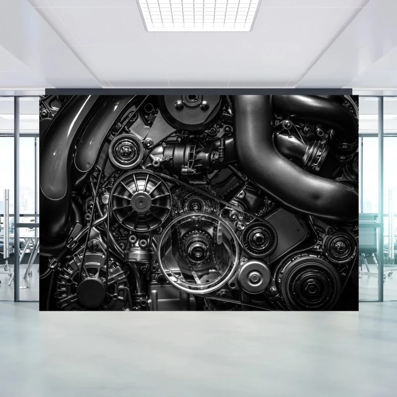 Fototapete präzise motor-nahaufnahme im industrial-stil