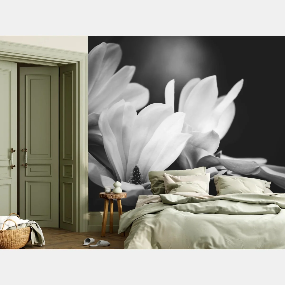 Fototapete schwarzweiß magnolienblüte nahaufnahme – Wallnifity® Fototapete schwarzweiß magnolienblüte nahaufnahme – Wallnifity®