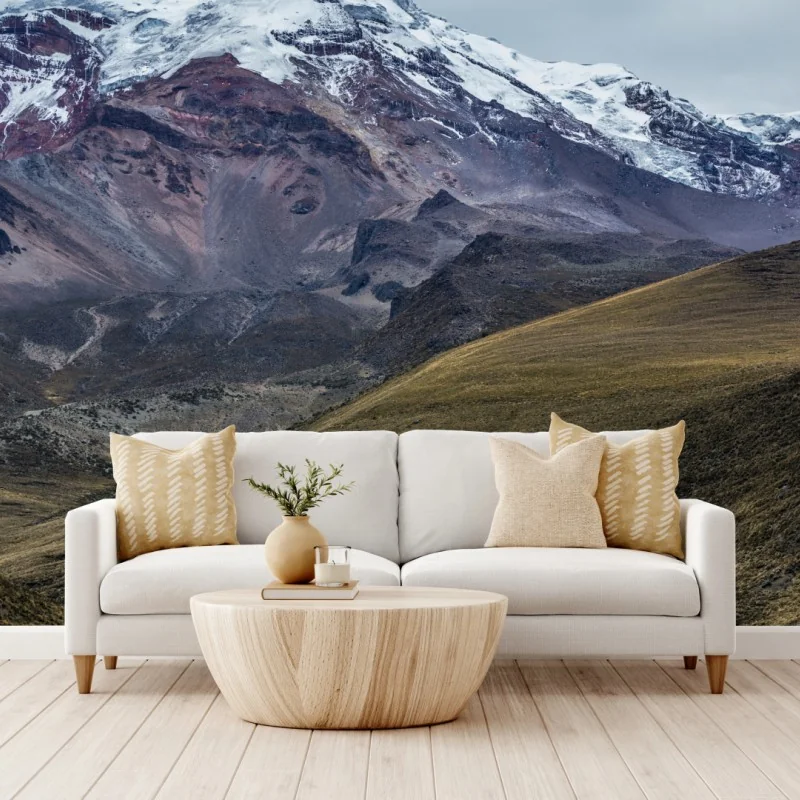 Fototapete majestätisches schneebedecktes bergtal – Wallnifity® Fototapete majestätisches schneebedecktes bergtal – Wallnifity®